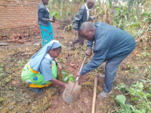 Sr. Mulenga planting a tree