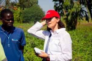 On the farm with Lucia Bayer of Missio Austria, gathering insights into the agricultural progress.