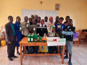 Sister Teresa Mulenga with Dedza Linthipe 1 Multi Skills Group after the training