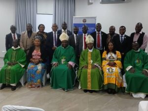 MPs pose with Bishop Alfred Chaima and Bishop Vincent Mwakhwawa