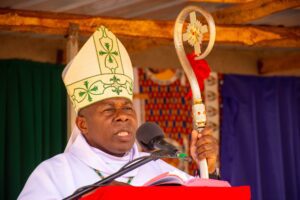 His Lordship Vincent Mwakhwawa sharing his homily to the parishioners to conclude this year's mission month.