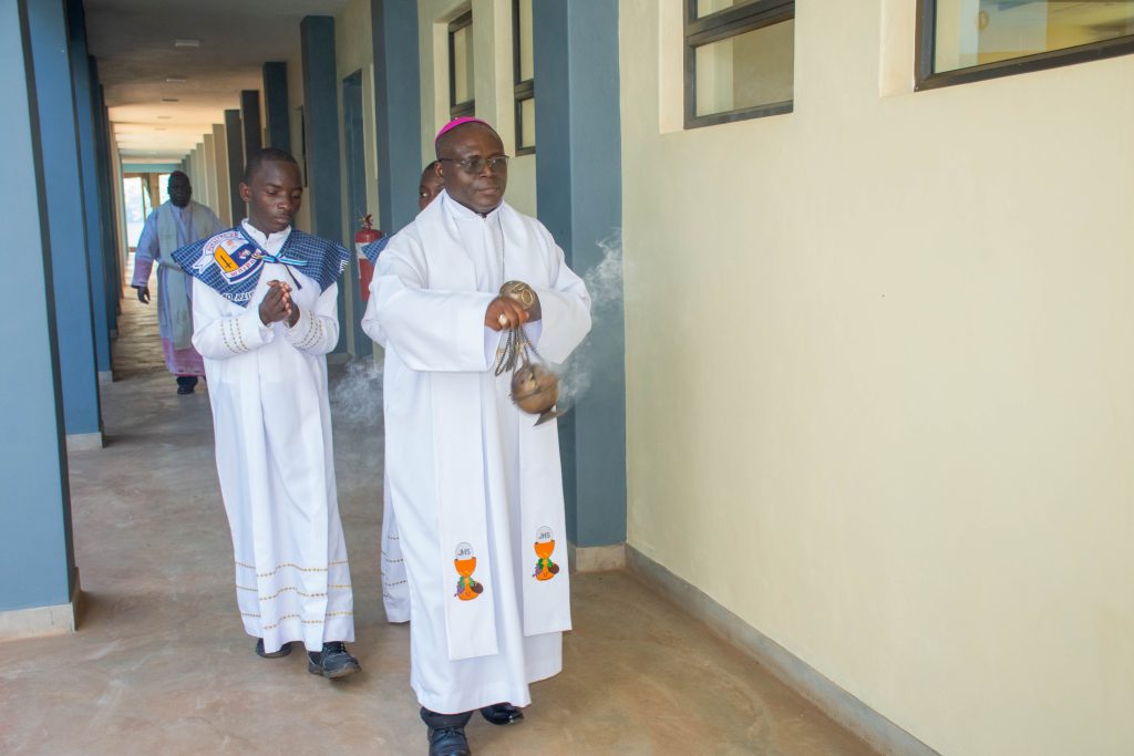 Bishop Nyirenda of Mzuzu Diocese blessing the new Building